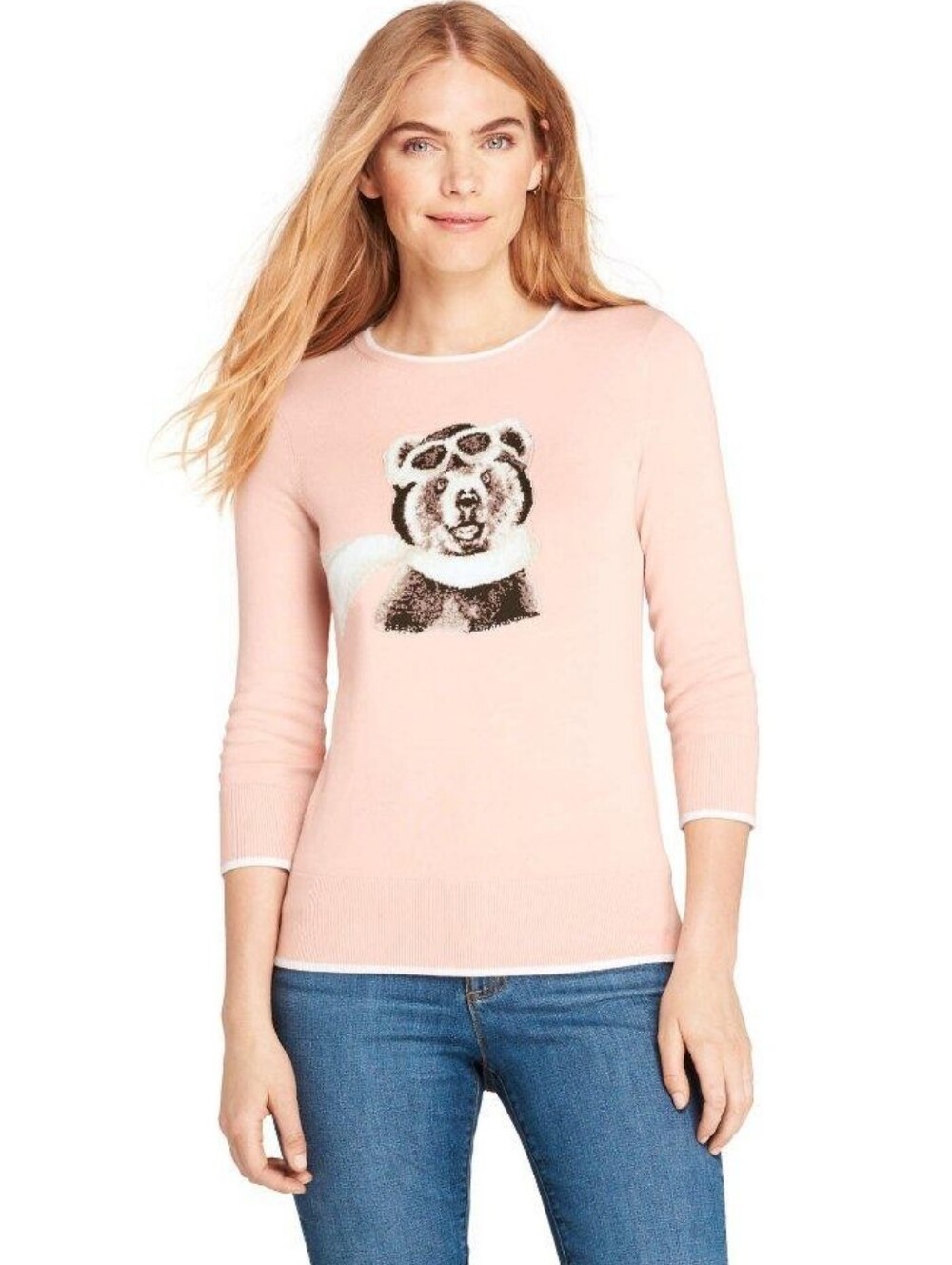 LANDS' END Amelia Bearheart Supima Cotton Sweater